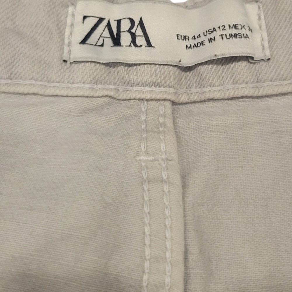 Zara High Waisted Pleated Barrel Leg Jeans Womens Size 12 Tapered Y2K E249 - Picture 5 of 5
